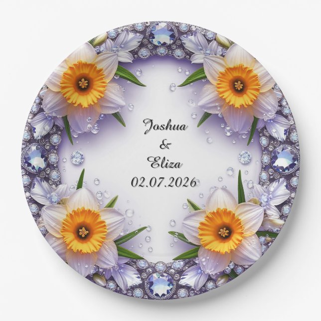 Wedding Floral Wreath Paper Plate (Front)