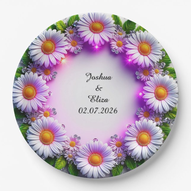 Wedding Floral Wreath Paper Plate (Front)