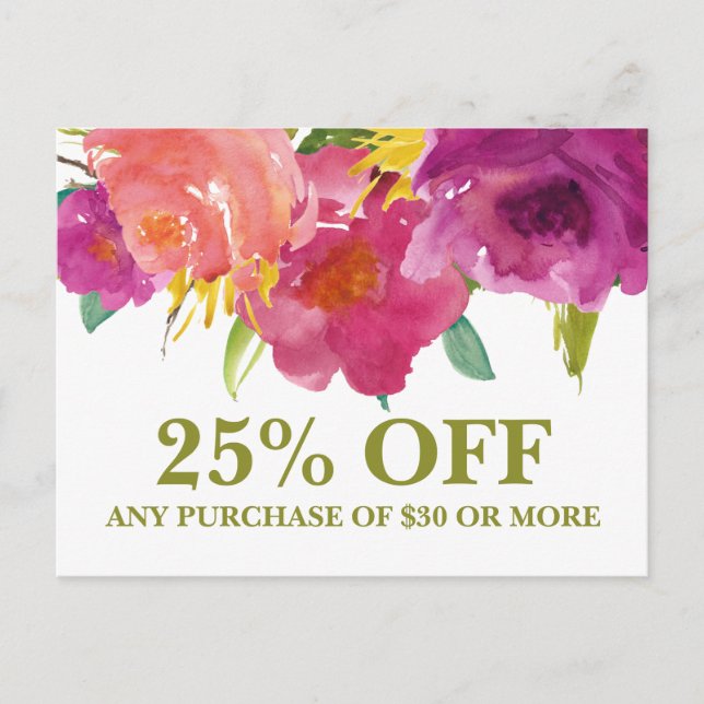 Wedding Florist Floral Marketing Promotional Card (Front)