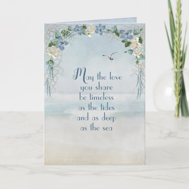 Wedding Flower Arch on Ocean Watercolor Card (Front)