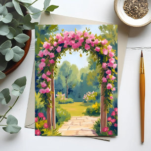 Wedding Flower Arch   Watercolor Marriage Painting Postcard