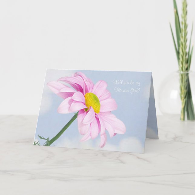 Wedding. Flower Girl. Pink daisy. Invitation (Front)