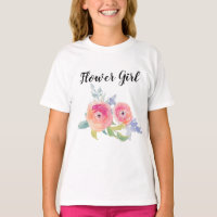 Wedding Flower Girl Watercolor Roses Bridal Party