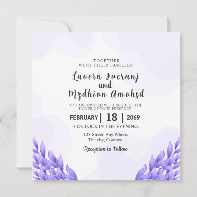 Wedding Flower Invitation Card Design (Front)