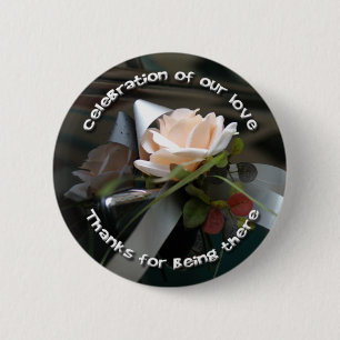 Wedding Flower & Ribbon 2 Inch Round Button