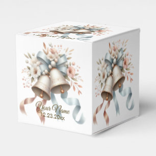 Wedding Flowers Bells Pink Blue Ribbons Beautiful Favor Box