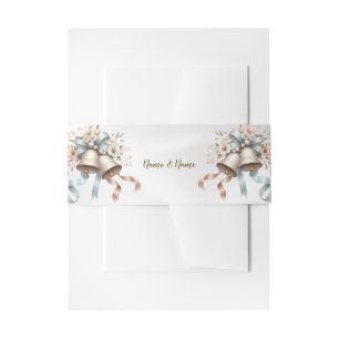 Wedding Flowers Bells Pink Blue Ribbons Beautiful Invitation Belly Band