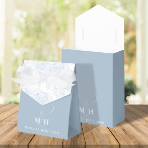 Wedding Flowers Dusty Blue Botanical Monogram Favor Box