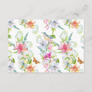 Wedding Flowers Lilies and Birds Watercolor Enclosure Card