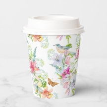 Wedding Flowers Lilies and Birds Watercolor