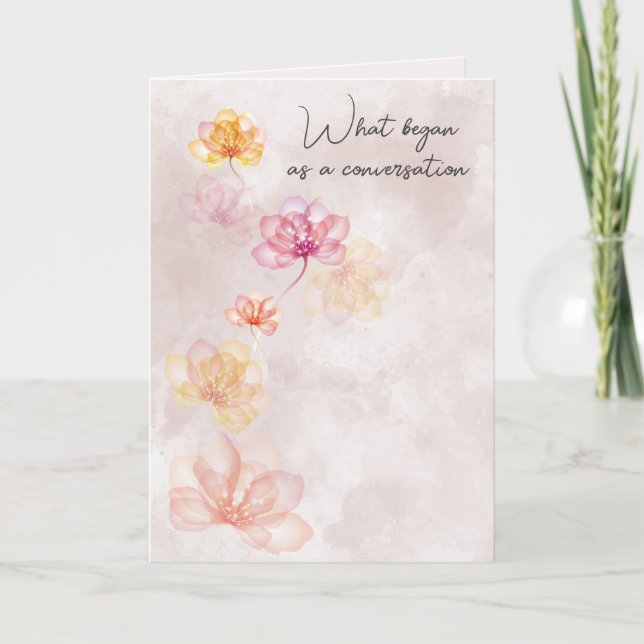 Wedding Flowers on Pink Abstract Card (Front)