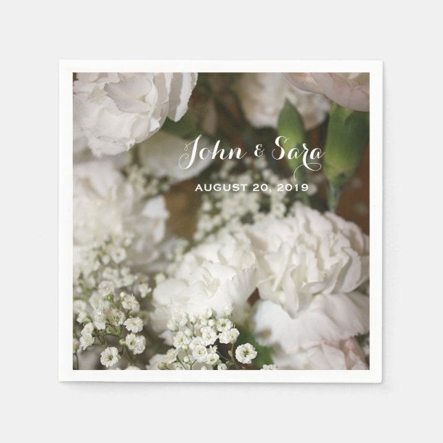 Wedding Flowers Photo, Personalized Wedding Napkin (Front)