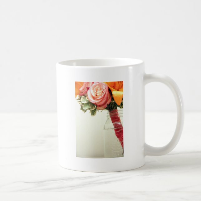 wedding flowers pink orange rose customize coffee mug (Right)