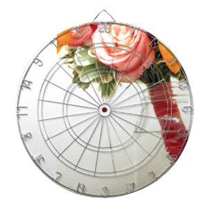 wedding flowers pink orange rose customize dartboard