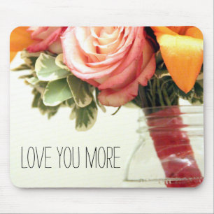 wedding flowers pink orange rose customize mouse pad