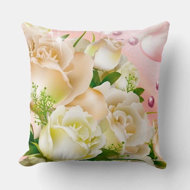 Wedding flowers throw pillow (Front)