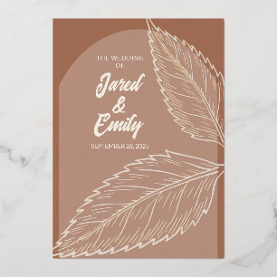 Wedding Foil Invitation Mocha Brown 