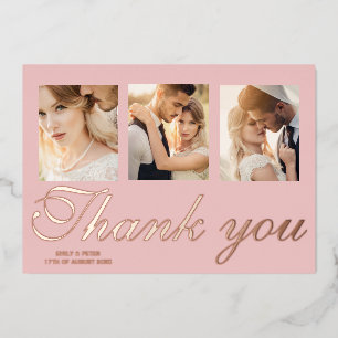 Wedding foil thank you card. Rose gold foil card