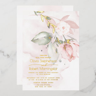 WEDDING Foil Woodland Blush Pink Rose