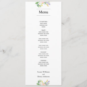 Wedding Food Menu   Classic Miniimal Floral