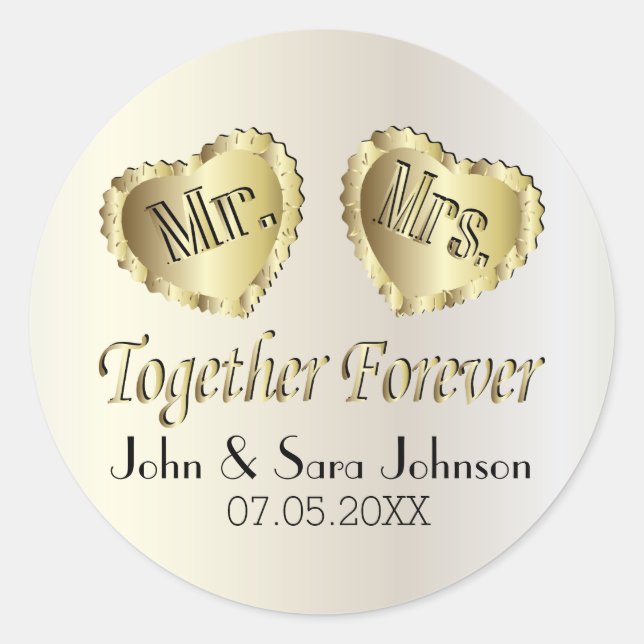 Wedding for the Bride and Groom | Personalize Classic Round Sticker (Front)
