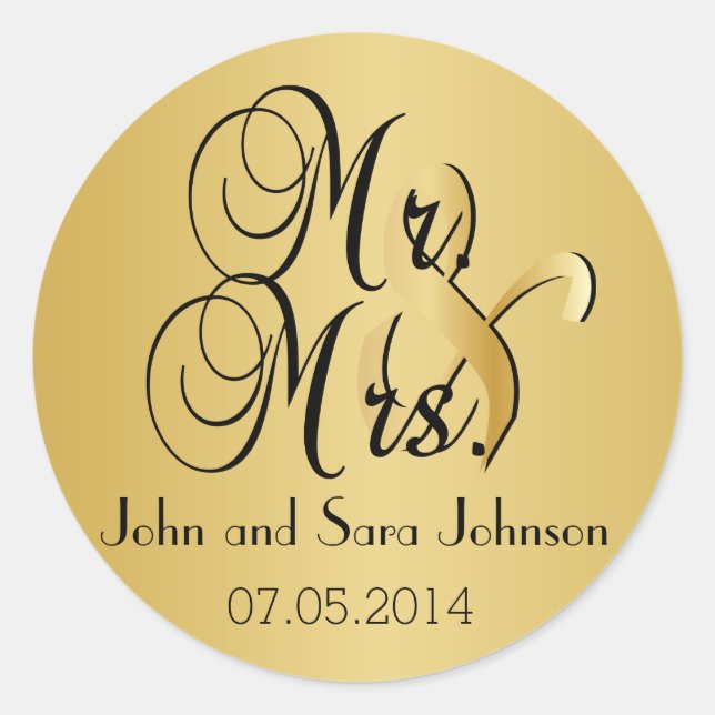 Wedding for the Mr & Mrs | Personalize Classic Round Sticker (Front)