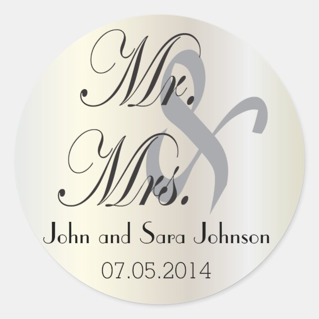 Wedding for the Mr & Mrs | Personalize Classic Round Sticker (Front)