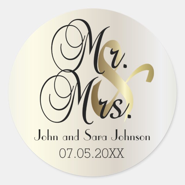 Wedding for the Mr & Mrs | Personalize Classic Round Sticker (Front)