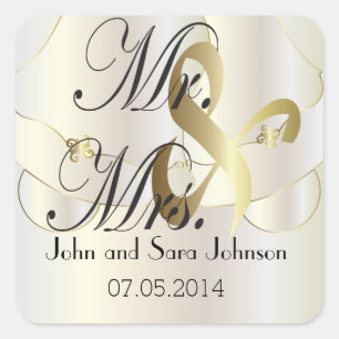 Wedding for the Mr & Mrs   Personalize Square Sticker