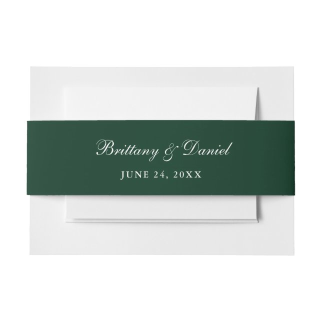 Wedding Forest Green Invitation Belly Band (Front Example)