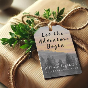 Wedding Forest Mountain Let the Adventure Begin  Gift Tags