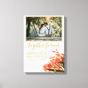 Wedding Forever Golden Script Oleander Floral Canvas Print
