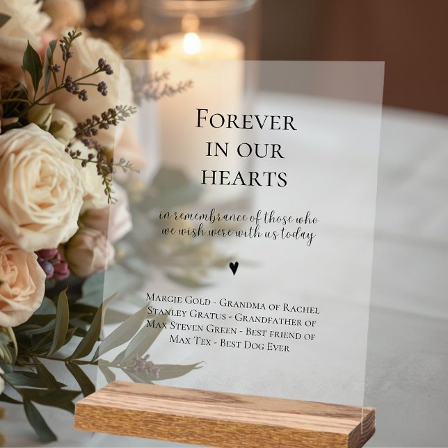 Wedding Forever In Our Hearts Memorial (Wedding Forever In Our Hearts Memorial Acrylic Sign)