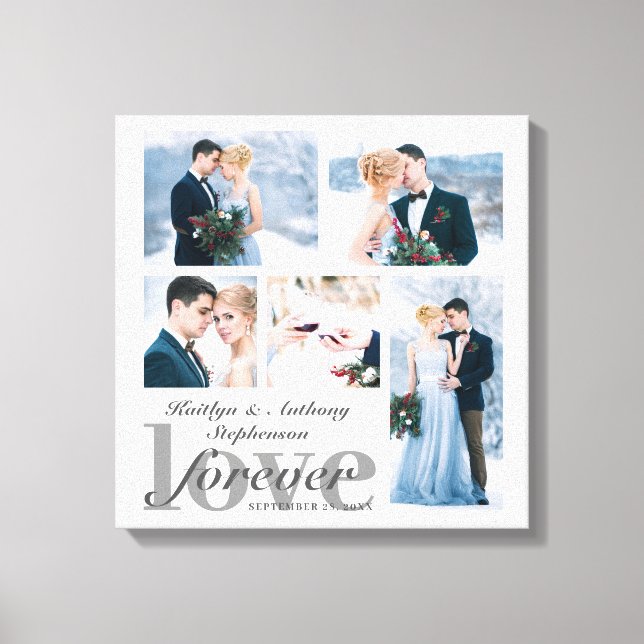 Wedding FOREVER LOVE Photo Collage Custom Colour Canvas Print (Front)