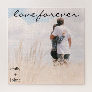 Wedding Forever Names Date Photo Jigsaw Puzzle