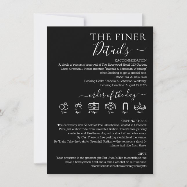 Wedding Formal Black Finer Details Invitation (Front)