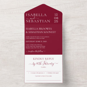 Wedding Formal Burgundy Kindly Reply invite