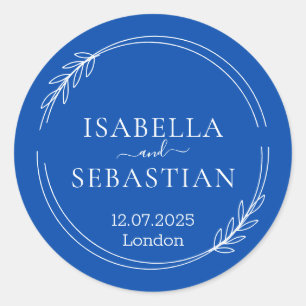 Wedding Formal Cobalt Blue  Classic Round Sticker
