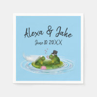 Wedding Frogs on Lily Pad with Hearts