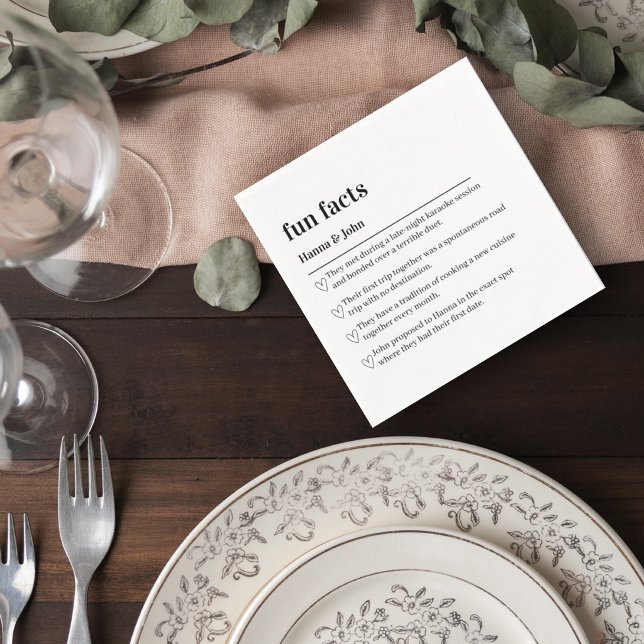 Wedding Fun Facts Cocktail Napkin (Creator Uploaded)