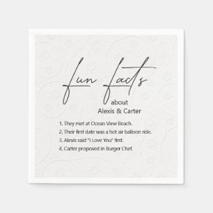 Wedding Fun Facts On Embossed Floral Design Napkin