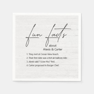 Wedding Fun Facts On Whitewashed Wood Napkin