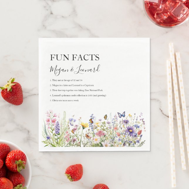 Wedding Fun facts wildflowers garden floral Napkin (Insitu)