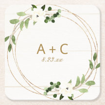 Wedding Geometric Watercolor Floral Rustic Wood