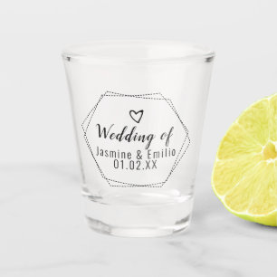 Wedding  Geometrical Logo Couples Name Shot Glass