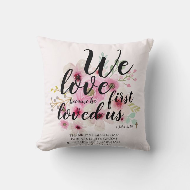 Wedding Gift 4 Parents Bride Groom Catholic Verse Throw Pillow (Front)