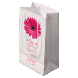 Wedding Gift Bag Pink Gerber Daisy Lace