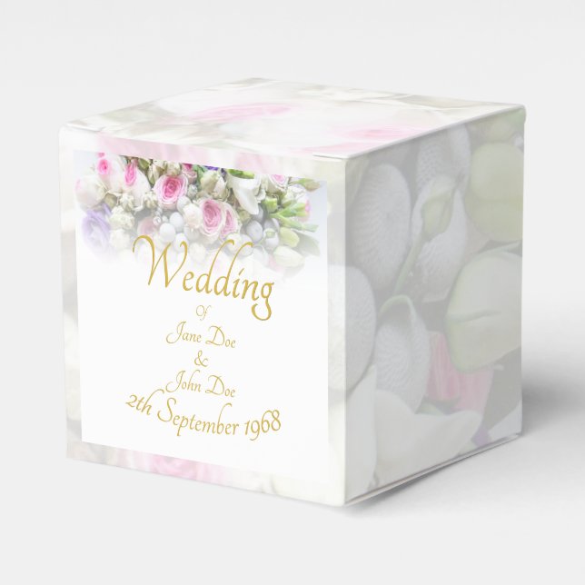 Wedding Gift - Bride with colourful wedding bouque Favor Box (Front Side)