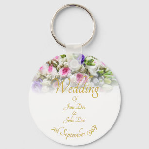 Wedding Gift - Bride with colourful wedding bouque Keychain