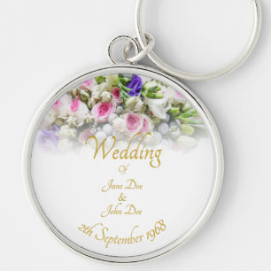 Wedding Gift - Bride with colourful wedding bouque Keychain